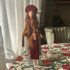Chic Doll with Burgundy Outfit and Accessories